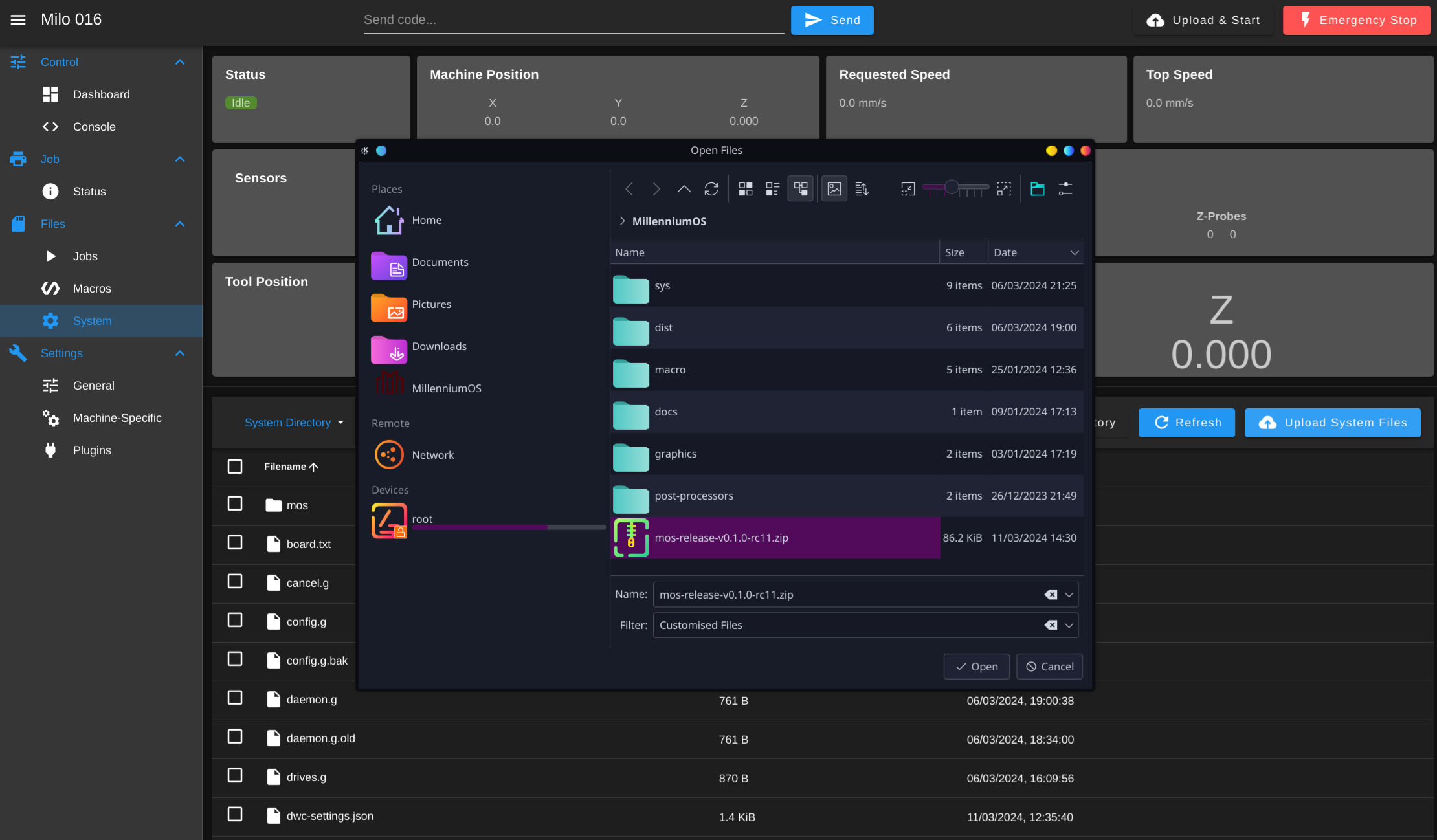 File selection process for uploading to DWC