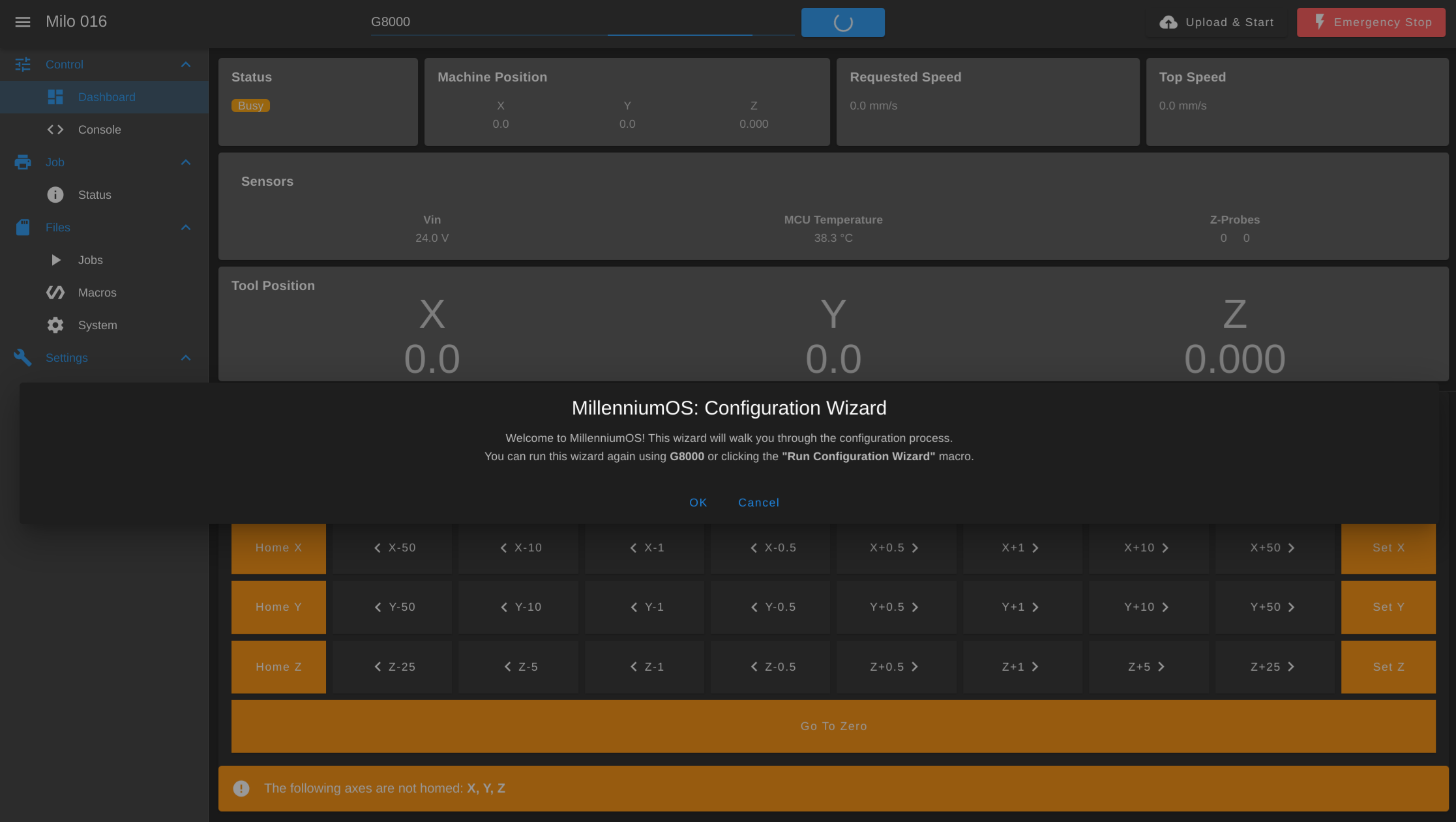 Start of MillenniumOS Configuration Wizard