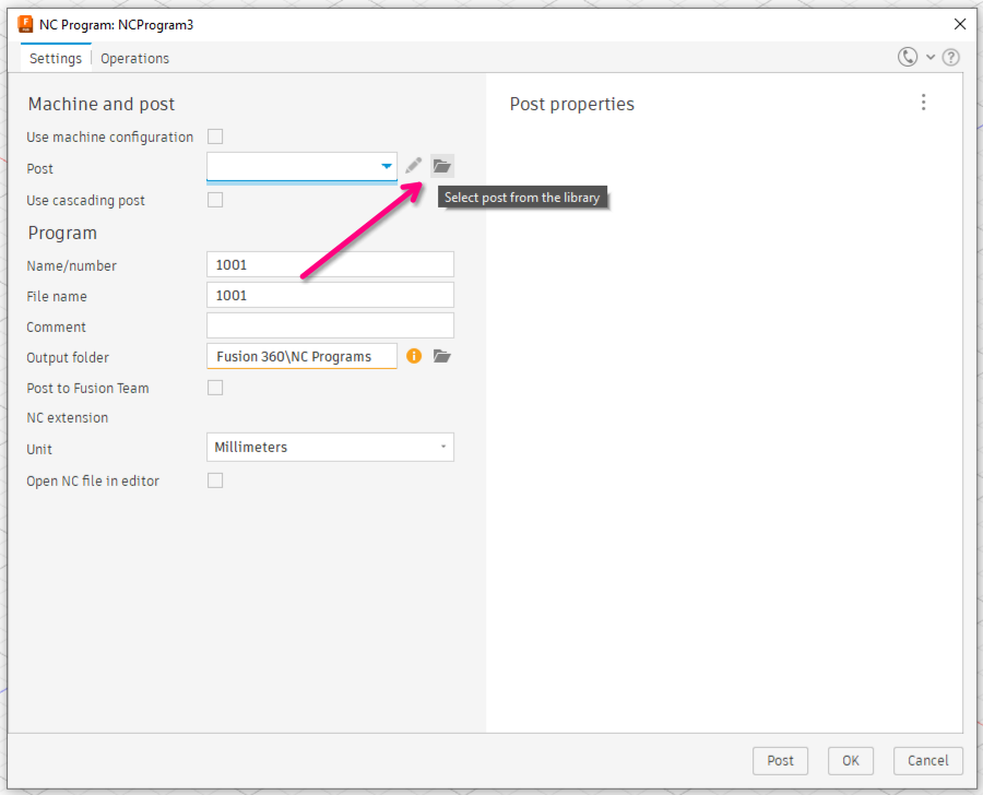 Location of the folder icon in F360