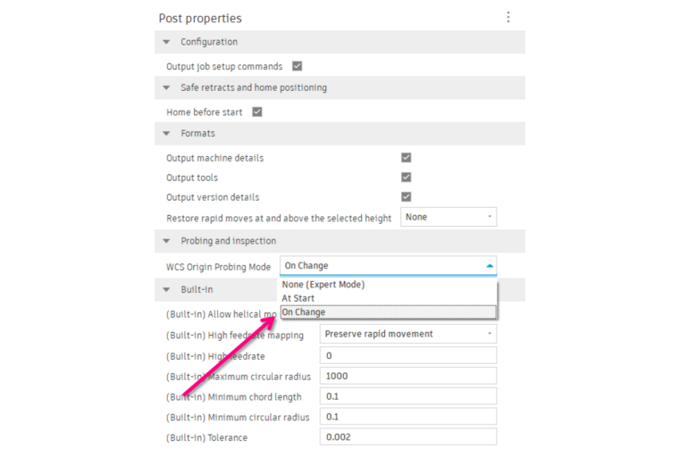 MillenniumOS WCS origin probing mode selection