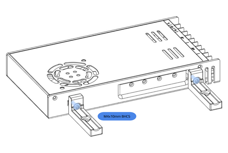 Install mounting brackets on PSU 1