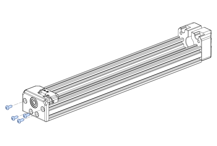 fasten the Y-Axis bearing block to the other end of the 470mm C-Beam aluminium profile using M5x12mm BHCS