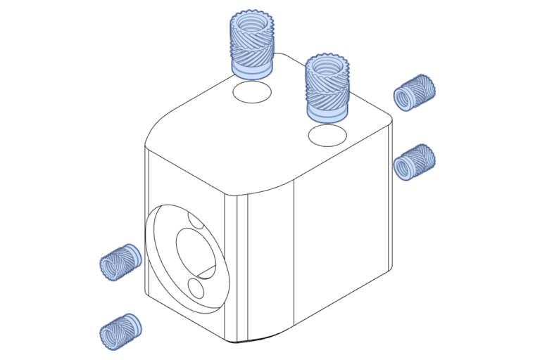 insert the M3 and M5 heat-set inserts in the Y-Axis Anti-Backlash Nut