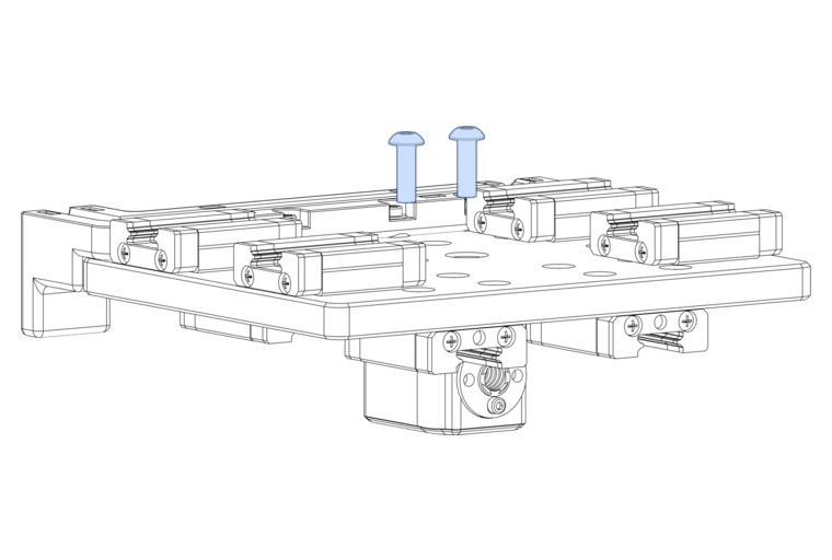 fasten the Y-Axis Anti-Backlash Nut to the bottom of the XY plate using M5x16mm BHCS