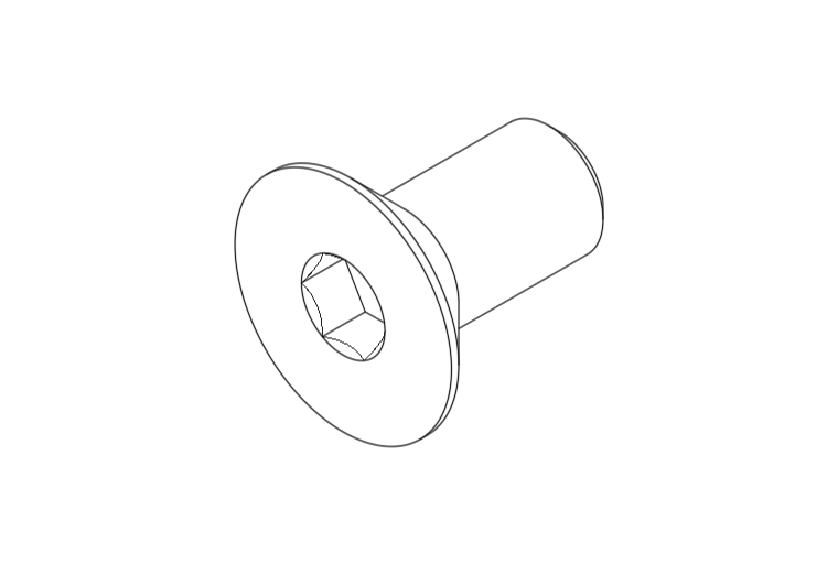 Flat head countersunk bolt wireframe