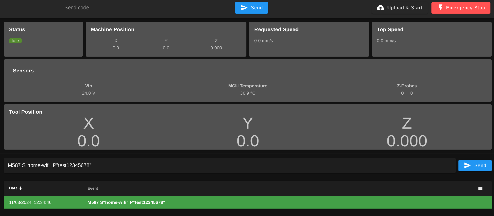 View of DWC Console window indicating successful WiFi network configuration