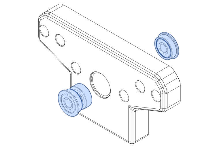 insert 608ZZ bearing in the X-Axis bearing block and F608ZZ bearings on either side