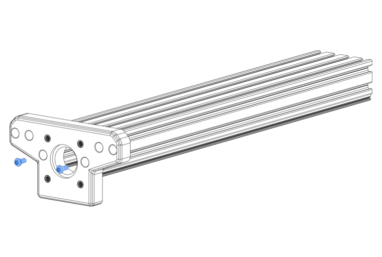 fasten the X-Axis motor mount to the 500mm C-beam using 2 x M5x12mm BHCS