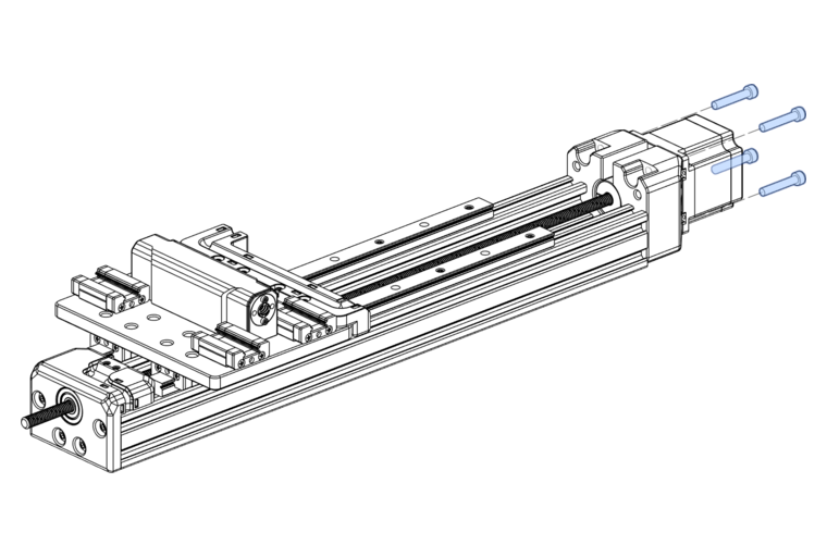 fasten the NEMA23 motor to the Y-Axis motor mount using M5x30 SHCS