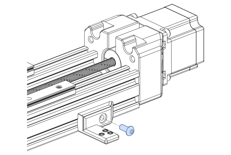 fasten the Y Drag Chain Mount to the 470mm profile using a M5x12mm BHCS and a spring t-nut