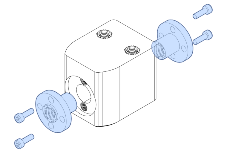 Fasten the Brass lead-screw nuts on either side of the Z-Axis Anti Backlash Nut using M3x8mm SHCS