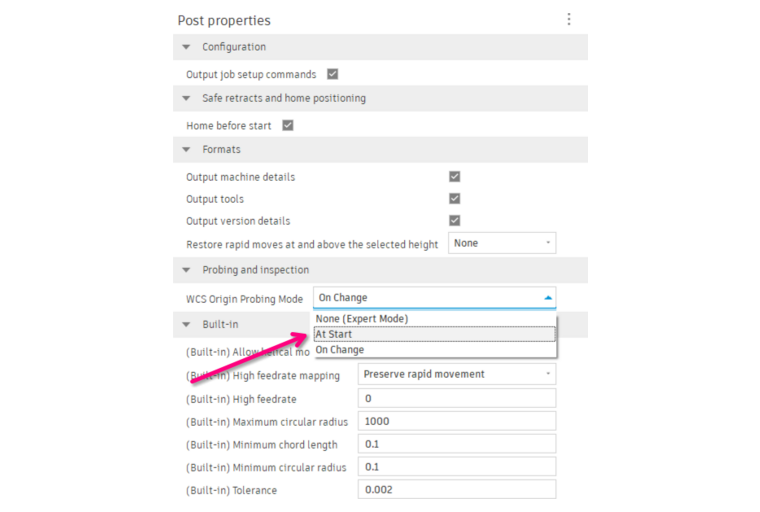 MillenniumOS WCS origin probing mode selection