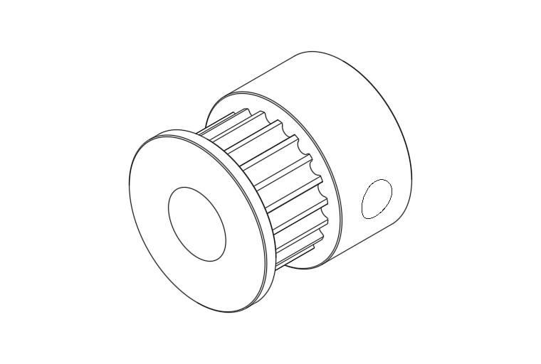 20-tooth GT2 pulley wireframe