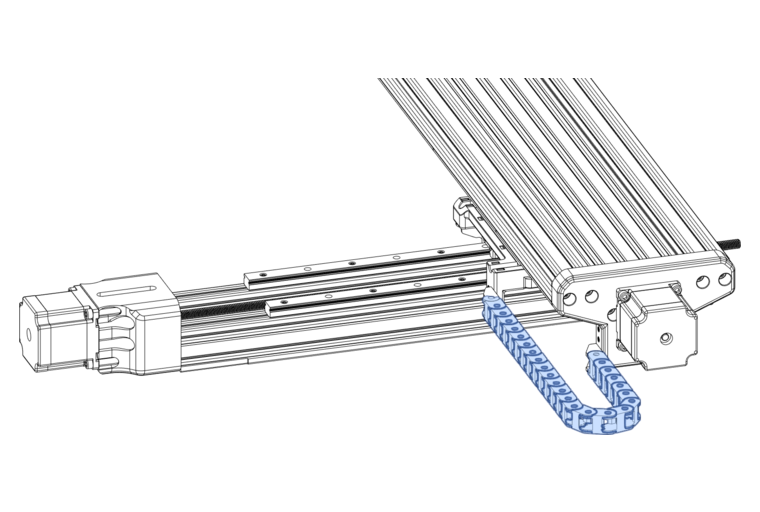 optionally, install the drag chain in the ends