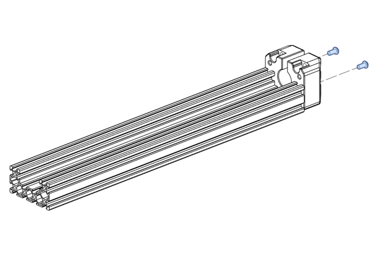 fasten the Y-Axis motor mount to the 470mm C-Beam aluminium profile using M5x12mm BHCS