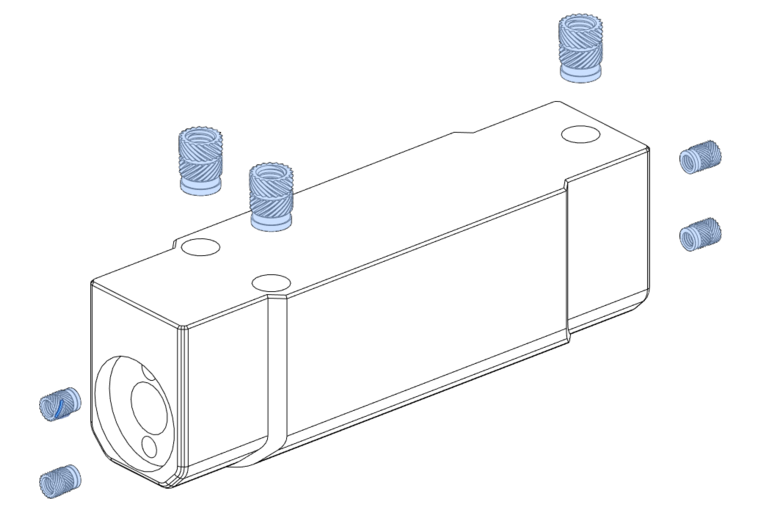 insert the M3 and M5 heat-set inserts in the X-Axis Anti-Backlash Nut